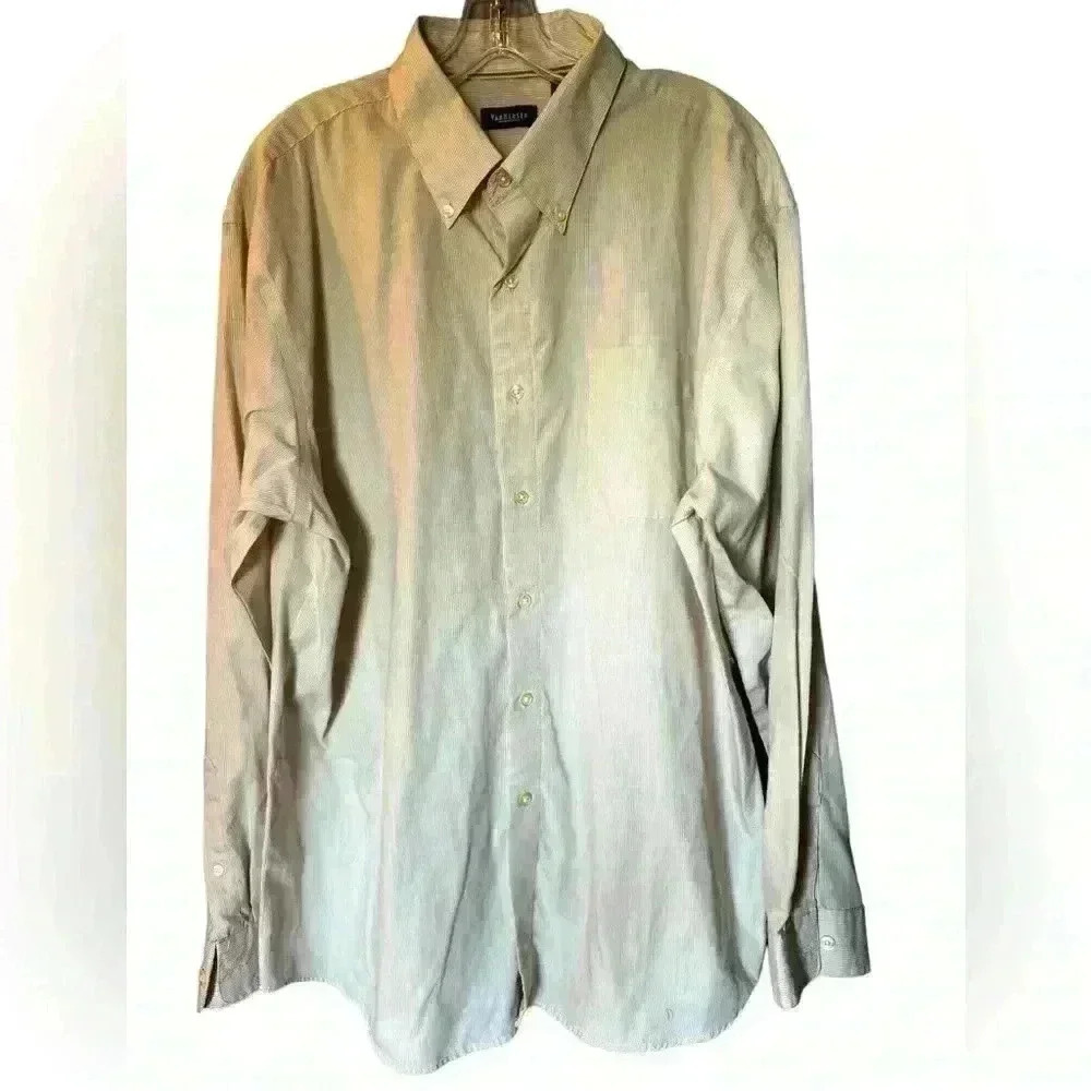 Men's Tan Button Down XL Van Heusen Dress‎ Shirt
